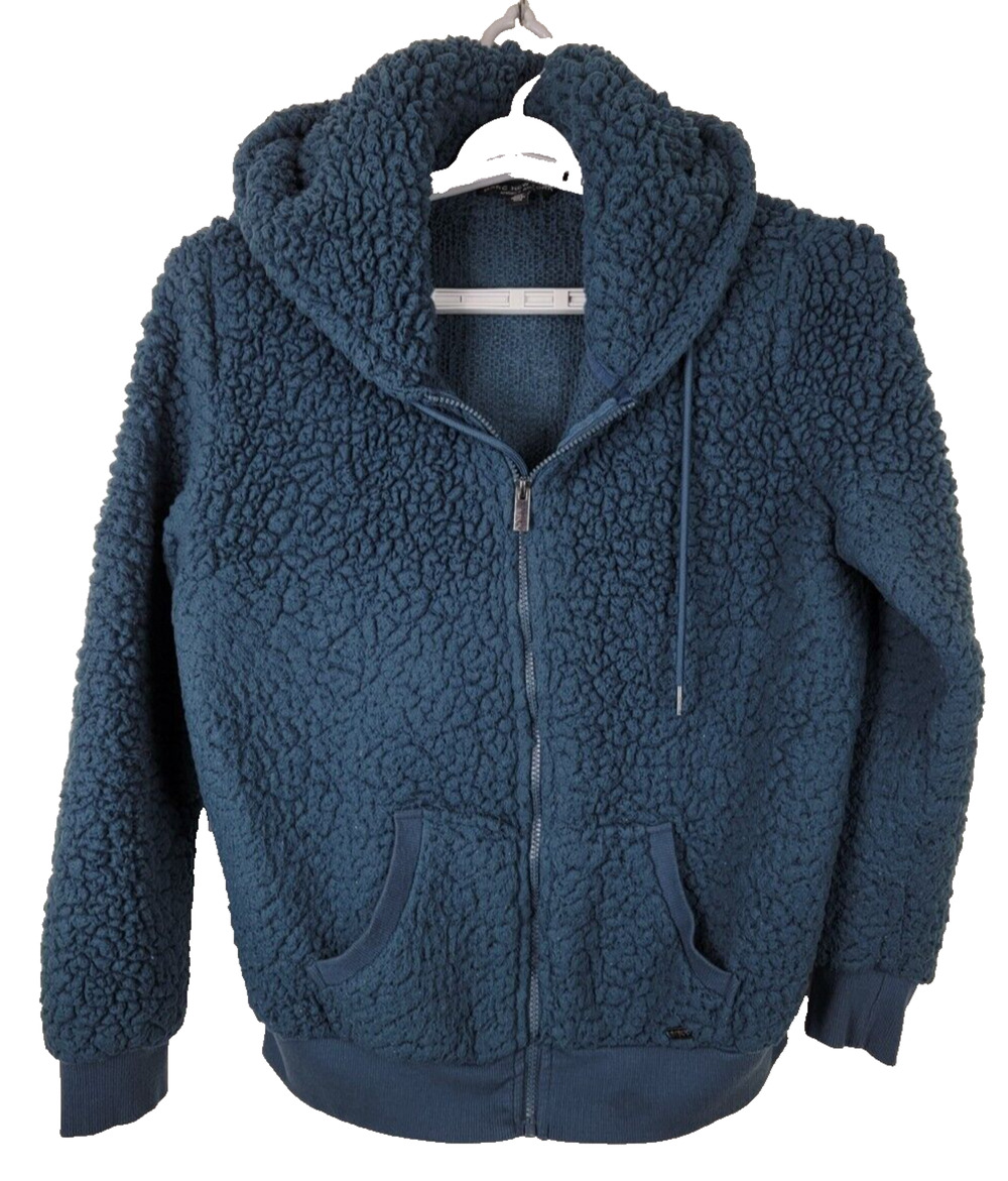 Marc New York Andrew Marc Women's Blue Soft Fleece Zip Hooded Jacket Size L